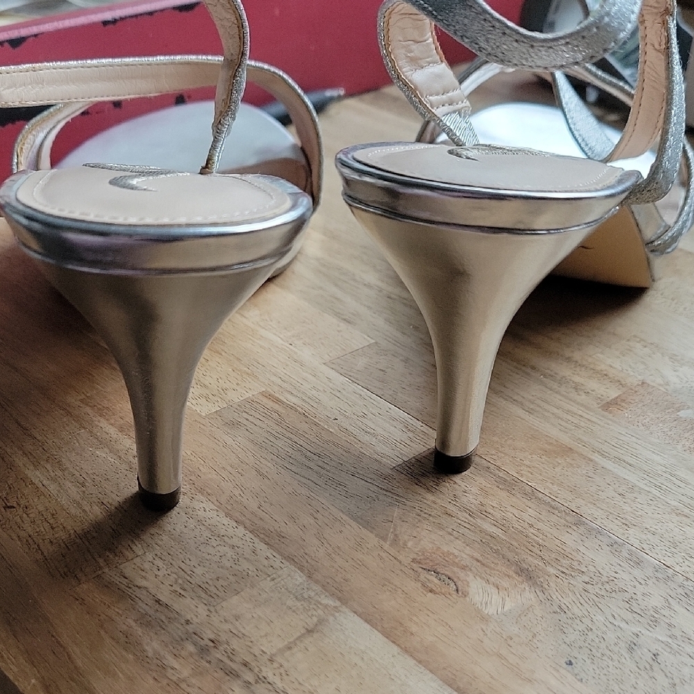 Nina peep Toe Glittery Heels, Womens 9 Metallic, Ankle Strap, Special Occasion - Picture 6 of 8